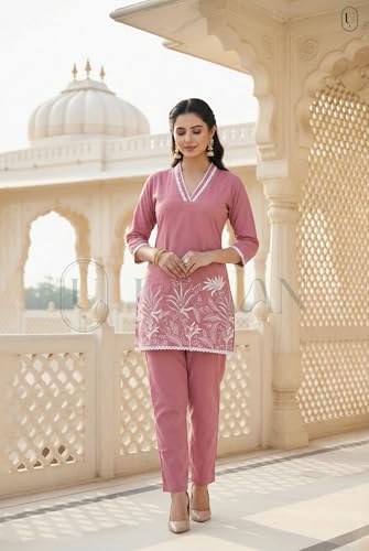 Image of SUNDARTA Women's Rayon Slub Kurta Set | Solid Straight Kurta with Pant | Elegant Ethnic Wear for Office, Casual & Festive Use
