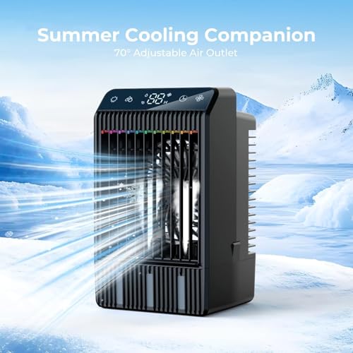 Portable Air Conditioners, Evaporative Mini Room Air Conditioner Cooling Fan, 2~12H Timer, AC Unit Air Cooler with 1000ML Water Tank, AC Portable for Room, Office, Car image 2