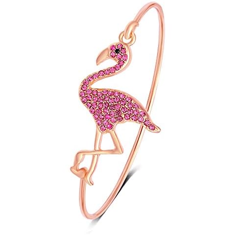 SENFAI Full Rhinestone Flamingo Can Open Bangle for Women?(Rose Gold 1) Cover