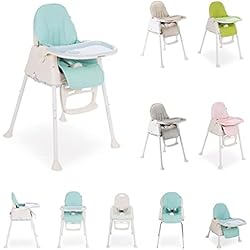 Trona Kikkaboo 3 En 1 KikkaBoo Trona Bebé 3 en 1 CREAMY, Silla Alta hasta 36 meses, Trona Convertible, Asiento Elevador, Silla Baja, Bandeja Extraíble, Menta