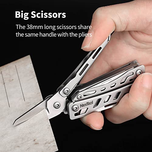Image of Nextool EDC Keychain Multitool, 10 in 1 Mini Pocket Knife Multi Tool with Needlenose Pliers, Scissors, Mini Useful Cool Gadgets for Men, Father's Day Gifts from Daughter-Sliver