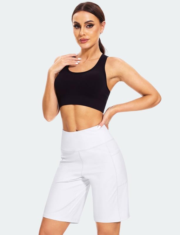 Blouty Women's 9" Bermuda Long Shorts with Pockets High Waisted Knee Length Shorts for Women Workout Athletic Casual - Image 2