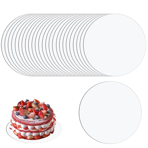 Rairsky 25 peças base para bolos redondos, 15 cm redondo para bolo, base estável de cartão bolo, folhas de cartão reutilizável de papelão branco para expositores de bolos de casamento e aniversários
