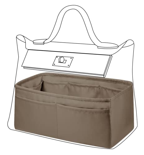DGAZ Seide Geldbörsen Organizer, Damen Handtasche Tasche Organizer, Kosmetik Taschenorganizer mit Innentaschen für 2424 mini/29/35 Taschen (Etoupe Grey, 29) Cover