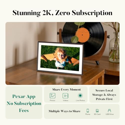 Image of Pexar VivKeep Pro 11 inch 2K Digital Picture Frame, WiFi, No Subscription Fee