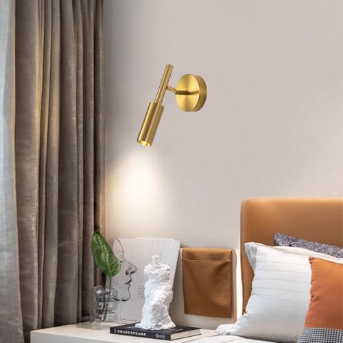 Lampe murale dorée moderne en métal avec spots de plafond LED orientables haut de gamme
