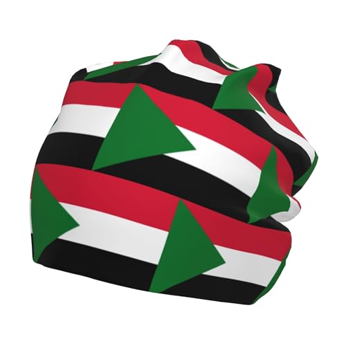 Flag of Sudan Children Hip Hop Knitted Hat Kids Elastic Leisure Knit Cap Warm Sleep Beanies Black