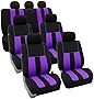 FH Group Three Row Striking Striped Full Set Car Seat Covers, Airbag Compatible & Split Ready – Universal Fit for Cars Trucks & SUVs (Purple) FB036217