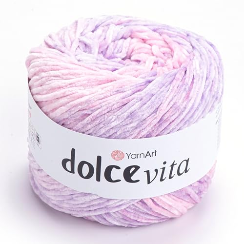 Fil YarnArt Dolce Vita – 100 % polyester micro, fil chenille doux pour tricot et crochet, 150 g, 260 m, épaisseur moyenne, idéal pour les peluches, couvertures et projets confortables (3403)