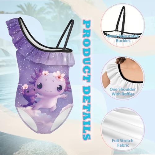 Ruffled Halter One-Piece Swimsuit for Girls with Capybara Print - Light, Elastic, Breathable for Pool, Beach3