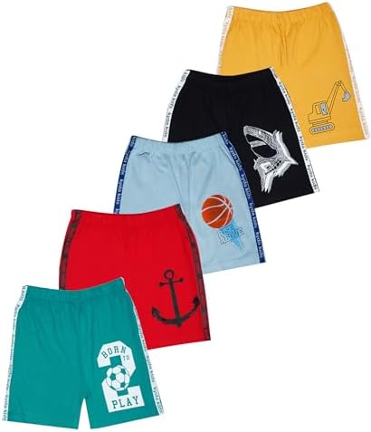 KYDA KIDS unisex-child SHARK Casual Shorts (pack of 5)