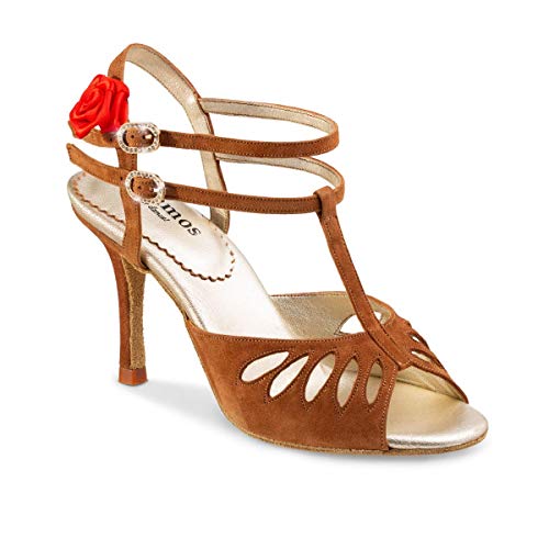 Chaussures de tango Rummos Pasion 026 marron en nubuck avec talon stiletto de 8 cm