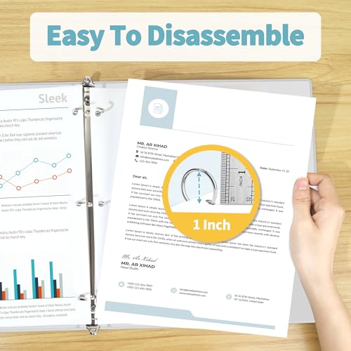 SUNEE 3 Ring Binder 1 Inch 12 Pack, Clear View Binder Three Ring PVC-Free (Fit 8.5x11 Inches) for School Binder or Office Binder Supplies, White Binder 4 41YWm1mBb4L