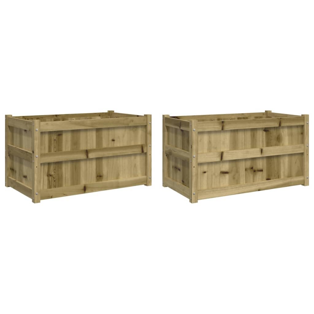 vidaXL Rustic Wooden Garden Planters Set of 2 | Weather Resistant Pinewood 35.4X35.4X19.7 in Ideal for Outdoor Use Decorative Inlays Enhanced Natural Appeal Planter Patio Box Gardening Pots Plant ...