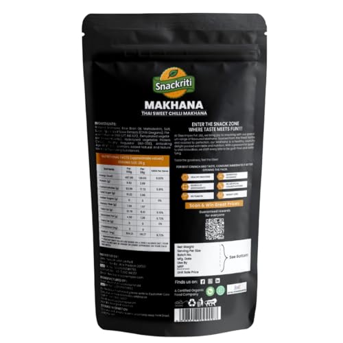 Image of Snackriti 30g Thai Sweet Chilli Flavoured Roasted Makhana | Sweet & Spicy Crunchy Fox Nuts Snack | Healthy Low Calorie Superfood, High Protein & Gluten Free | Guilt-Free Anytime Snacking