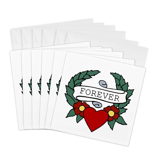 Cartes de vœux cœur Tattoo 3dRose pour déclarer vos sentiments sincères