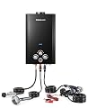 GASLAND 2.64 GPM Tankless Water Heater Propane with Pump Set, Outdoor On Demand Hot Water Heater for Camping Shower, Off Grid Outdoor Shower, 10L, BE264BQ120