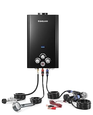 GASLAND 2.64 GPM Tankless Water Heater Propane with Pump Set, Outdoor On Demand Hot Water Heater for Camping Shower, Off Grid Outdoor Shower, 10L, BE264BQ120