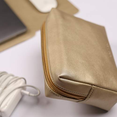 Image of Enthopia 15-15.4 Inch Slim Laptop Sleeve for 15 Inch MacBooks /Other 15 Inch Slim Laptops Protective Cover with Organiser Pouch for Mouse,Charger,Hard Disk,Pen Drive,etc - Vegan Leather (Gold)