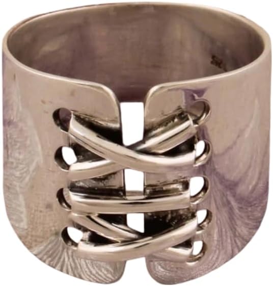 Solid 925 Sterling Silver Corset Ring Wide Band Boho Style Fashion Statement Ring For Men & Women's