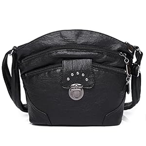 Hanaso Ladies Handbags Small Women Multi-Pocket Crossbody Bag Soft Leather Lightweight Shoulder Purse Zipper Adjustable Strap
