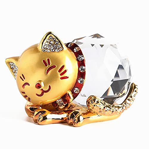 EatingBiting ‎5.3" Japanese Alloy Crystal Maneki Neko Lucky Cat Figurines for Car Home Decoration for Wedding,Birthday,Car and Home Decoration Furnishing Article