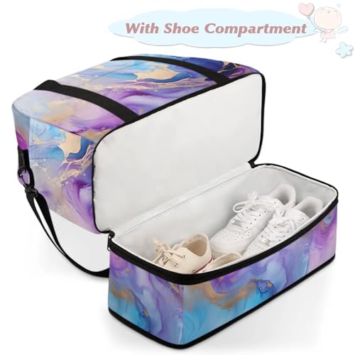 Large Weekender Overnight Bags Colorful Abstract Marble Texture Travel Duffel Bag for Women Men Gym Bag With Shoe Compartment Foldie Travel Tote Bag Carry On Personal Item Bag for Travel Gym Sports4