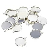 Honbay 20PCS 16mm Silver Brass Blank Pendant Cabochon Settings Round Pendant Trays for Jewelry Making