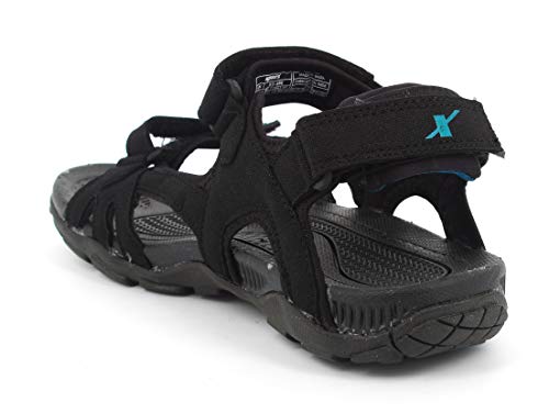 Image of SPARX Men Black T. Blue Leather Outdoor Sandals-6 UK (39 1 /3 EU) (SS0496G BKTB0006)