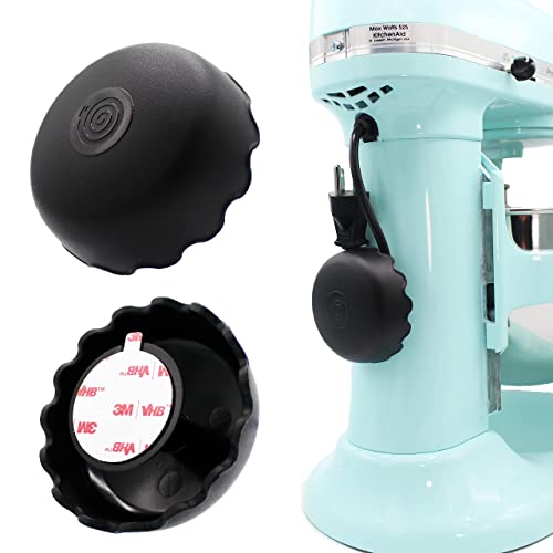 2-Pack Patented Heat-Resistant Cord Organizer for Appliances, Kitchen, Computers & More | Stick-On Cord Wrappers with Flexible Base, Secure Scalloped Edge, Black (3 x 1.5 Inches)