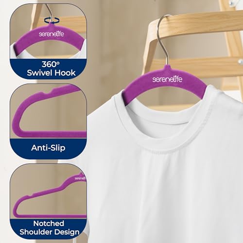Image of SereneLife Velvet Hangers - 20 Pack, Slim & Space Saving for Closets
