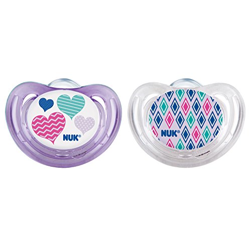 NUK Airflow Orthodontic Pacifier, 6-18 Months, Pink Hearts/Girl, 1 pk
