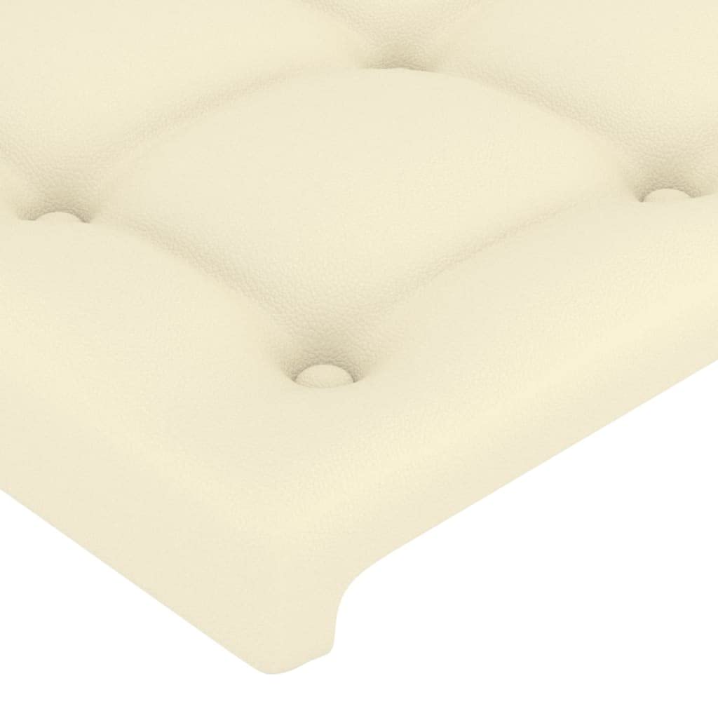 Tête de lit en similicuir crème, 90 x 5 x 118-128 cm, hauteur réglable, avec pieds en bois pour cadre de lit, coussin mural, coussin autocollant pour chambre à coucher, chambre à coucher