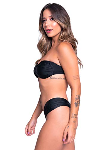 Biquíni Bojo Torcido Tomara Que Caia Liso Tamanho:M;Cor:Preto;Gênero:Mulher