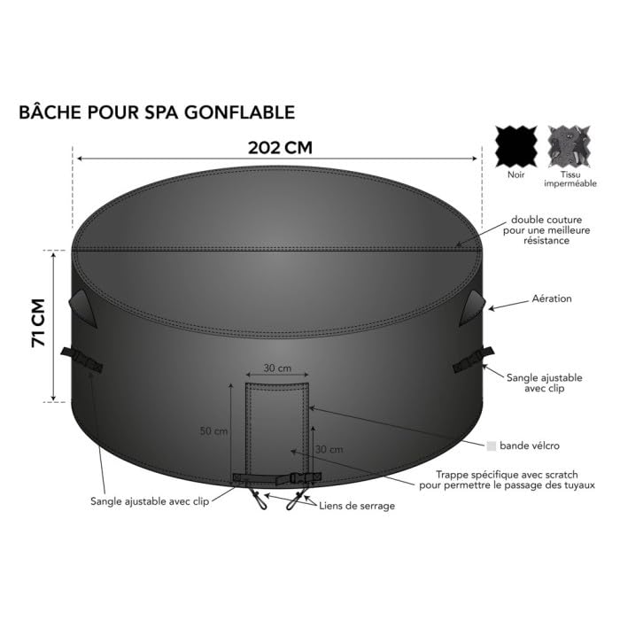 Bâche Spa Gonflable diamètre 202 cm pour Intex Bestway Mspa
