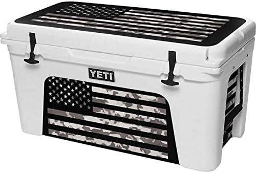 Skinit Decal Skin Compatible with YETI Tundra 75 Hard Cooler - Originally Designed Black and White Camo American Flag Design