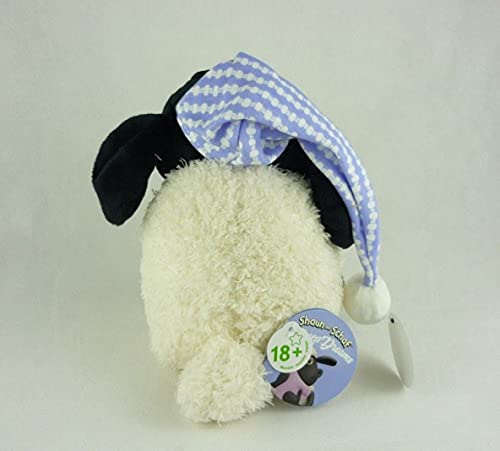 Shaun das Schaf Kuscheltier Timmy mit kleinem Bär, Schnuller und Schlafmütze, 25 cm, Farbe: Weiß/Schwarz
