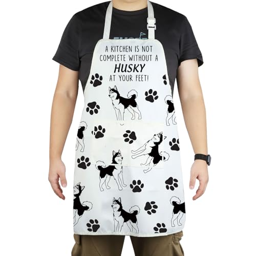 CENWA Husky Mom Apron With Pockets Husky Lover Gifts Dog ...