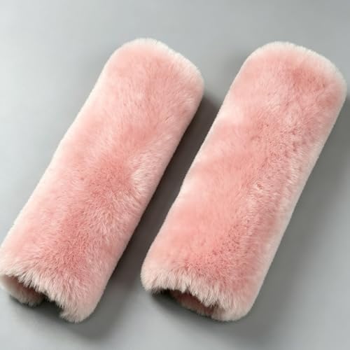 Image of OGLAND 2 Pack Sheepskin Car Seat Belt Cover Pads | Wool Seatbelt Cushions