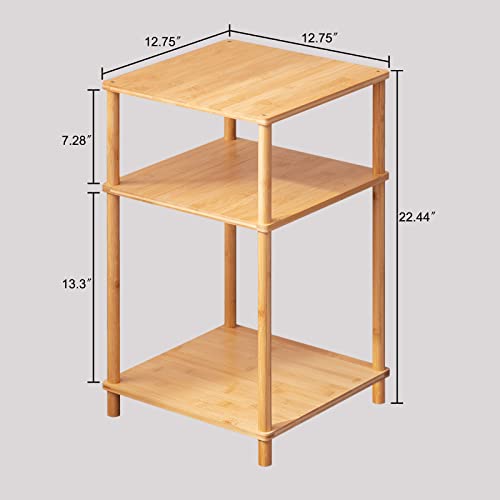 Bamboo Nightstand End Table - 3-Tier Side Table with Modern Design for Home, Bedroom, Office, and Dorm - Versatile Bedside Furniture and Accent End Table Chest