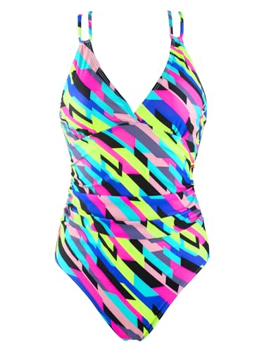 Women’s One Piece Swimsuit V Neck Ruched Bathing Suits Crisscross Back Swimwear