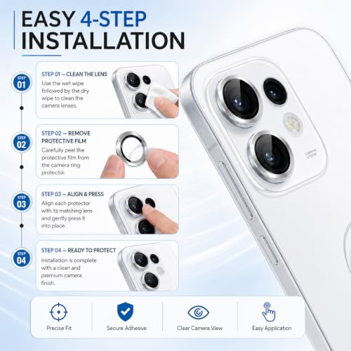 Image of FIRST MART Silver Camera Ring Guard Protector for Oppo Reno 16 | Tempered Glass with Metal Alloy Rings, HD Clear, Scratch Resistant, Case-Friendly | Pack of 1