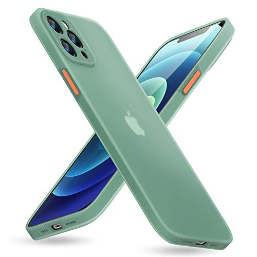 Shockproof with iPhone 12 pro max case with camera lens protector clear Liquid Silicone Gel Rubber Phone Case,ultra thin Cases for iPhone 12 Pro max Cover 6.7” Slim Soft Protective Case(Forest Green)
