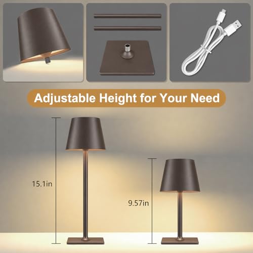 Image of Yogaret Cordless Table lamp Brown 2pack for Restaurant Home Dinner Dining Kitchen Outdoor Patio,Waterproof & Portable