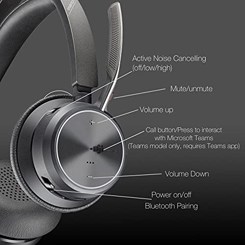 Image of Poly Voyager Focus 2 UC Office Wireless Headset, One Device Connects Everything including Deskphone, PC and Smartphone - Works with Video Teams Meetings, Zoom, Easy Muting of Phone Calls, GTW Cloth