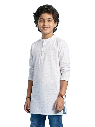 Image of KiddoPanti Boys 100% Cotton Ethnic Motif Printed Short Length Kurta