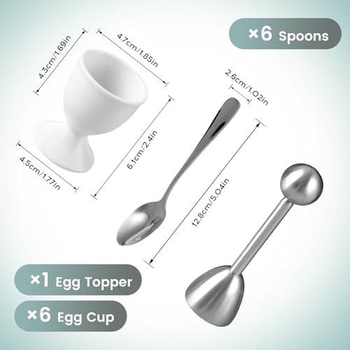 Cinf EGG CUPS FAMILY 6 White Ceramic Egg Cups & Cracker Set thumb #2