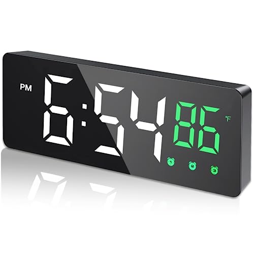Solend (ソレンド) 寝室用デジタル目覚まし時計 - 温度、トリプルアラーム、自動調光器、6.5インチ画面、サウンドウェイクアップ、明るさ調整、スヌーズ、子供用ベーシックデジタル時計 ホームオフィス用