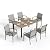 HERA'S HOUSE Patio Table and Chairs for 6, 7 Pieces Outdoor Deck Dining Sets, Wood-Like Rectangular Metal Table Set with Chairs for Lawn Garden Backyard, Brown
