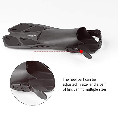 BLUERISE Snorkel Set Antifog Adult Full Face Diving Mask with Adjustable Swim Fins Anti-Leak Snorkeling Scuba Gear Snorkel Mask for Kids Diving Fins - Thumbnail 6